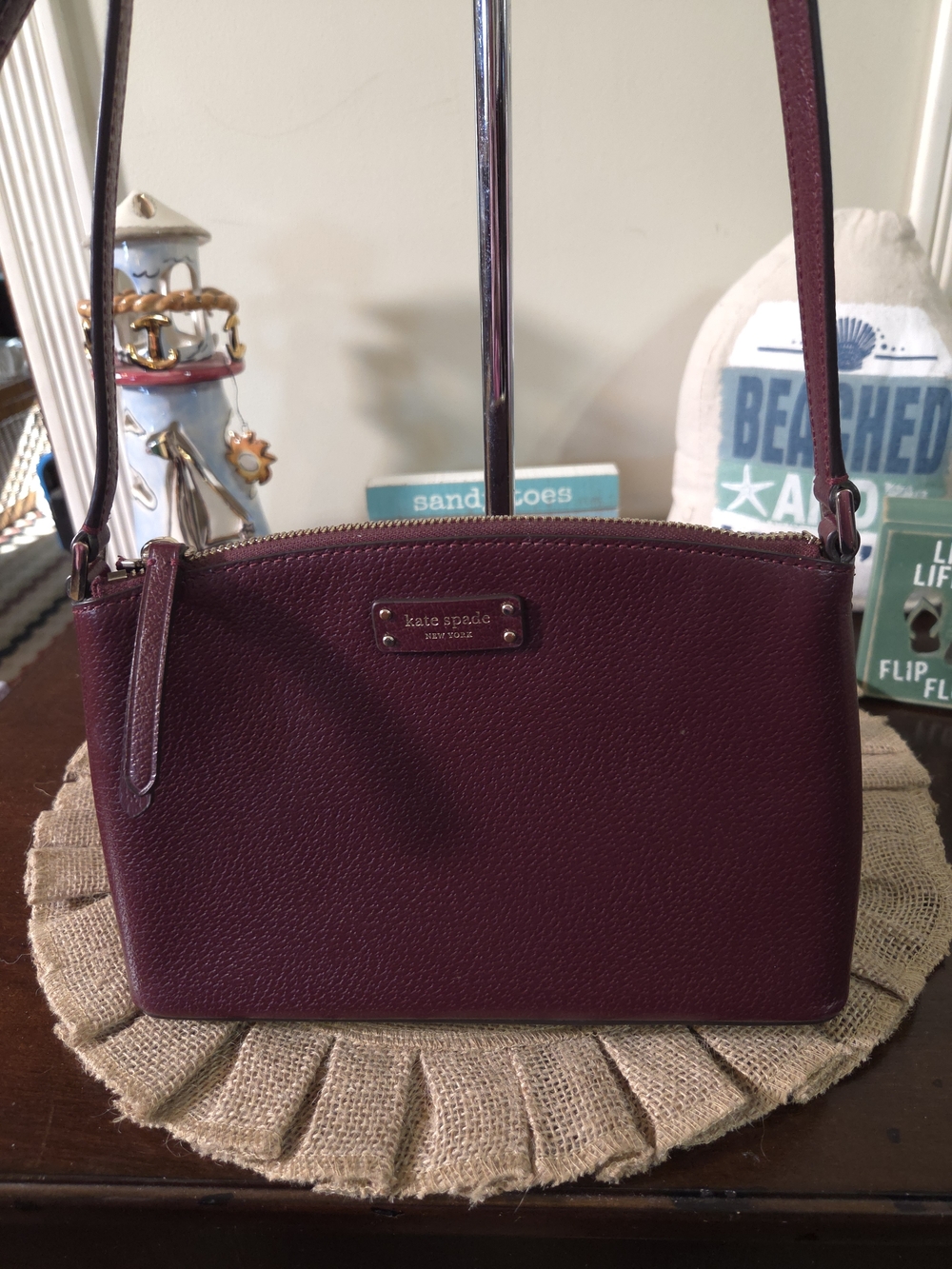 EUC Kate Spade Burgundy Pebble Leather Crossbody